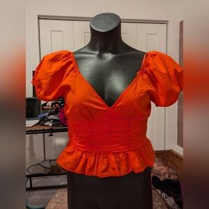 NWT Sim and Sam Orange Peplum Crop Top size medium